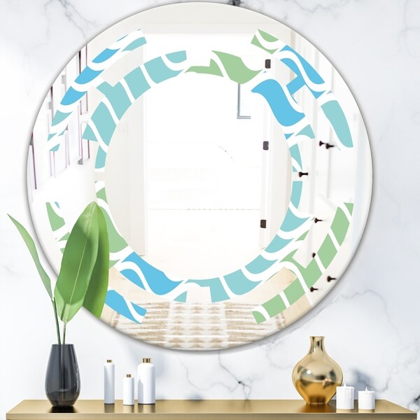 Designart 'Abstract Design Retro Pattern II' Modern Round or Oval Wall Mirror - Space