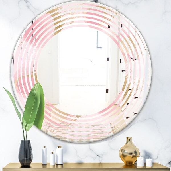Designart 'Abstract Flower Design IX' Cottage Round or Oval Wall Mirror - Wave