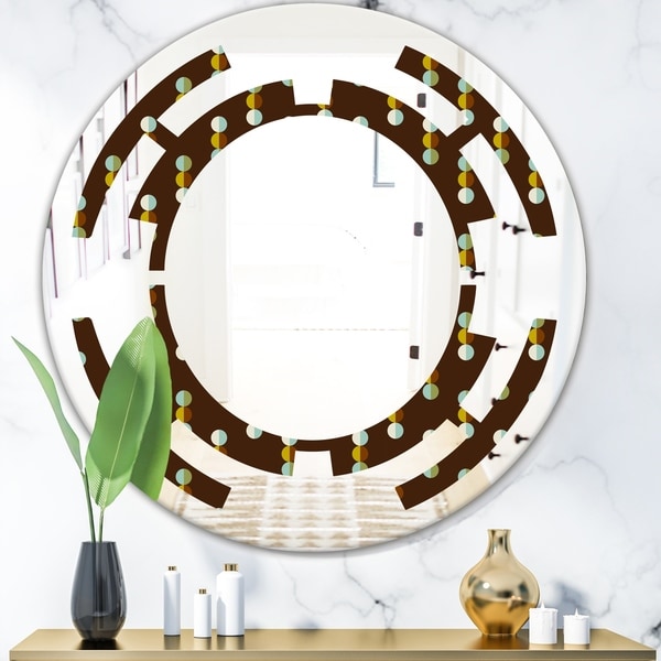 Designart 'Geometric Mod Dots' Modern Round or Oval Wall Mirror - Space