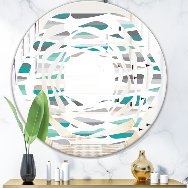 Designart 'Retro Abstract Drops III' Modern Round or Oval Wall Mirror - Whirl