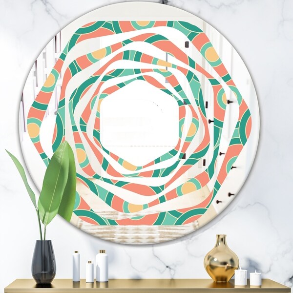 Designart 'Retro Circular Pattern VI' Modern Round or Oval Wall Mirror - Whirl