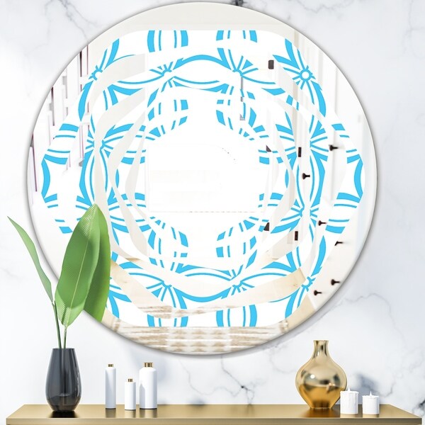 Designart 'Retro Pattern Abstract Design II' Modern Round or Oval Wall Mirror - Whirl