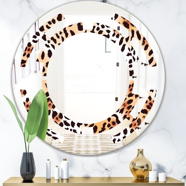 Designart 'Leopard Fur Safari II' Modern Round or Oval Wall Mirror - Space