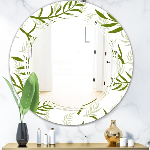 Designart 'Tropical Botanicals I' Modern Round or Oval Wall Mirror - Triple C