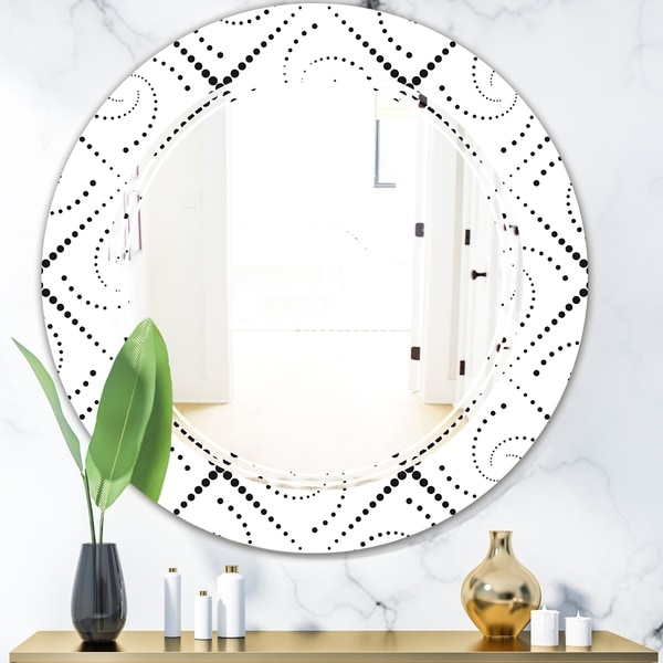 Designart 'Retro Geometrical Abstract Minimal Pattern III' Modern Round or Oval Wall Mirror - Triple C
