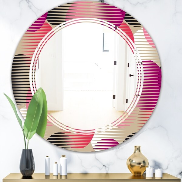 Designart 'Retro Circular Pattern VIII' Modern Round or Oval Wall Mirror - Triple C