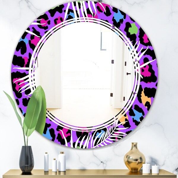 Designart 'Leopard Fur Safari VIII' Modern Round or Oval Wall Mirror - Triple C