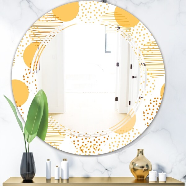 Designart 'Circular Abstract Retro Geometric IX' Modern Round or Oval Wall Mirror - Triple C