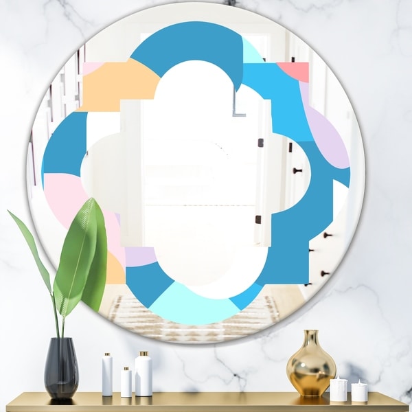 Designart 'Retro Geometrical Abstract Pattern II' Modern Round or Oval Wall Mirror - Quatrefoil