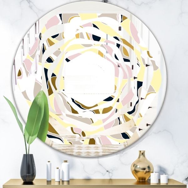 Designart 'Golden River Stones' Modern Round or Oval Wall Mirror - Whirl