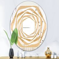 Designart Beige Retro Triangular Wave Modern Round Or Oval Wall Mirror Whirl On Sale Overstock 29912910