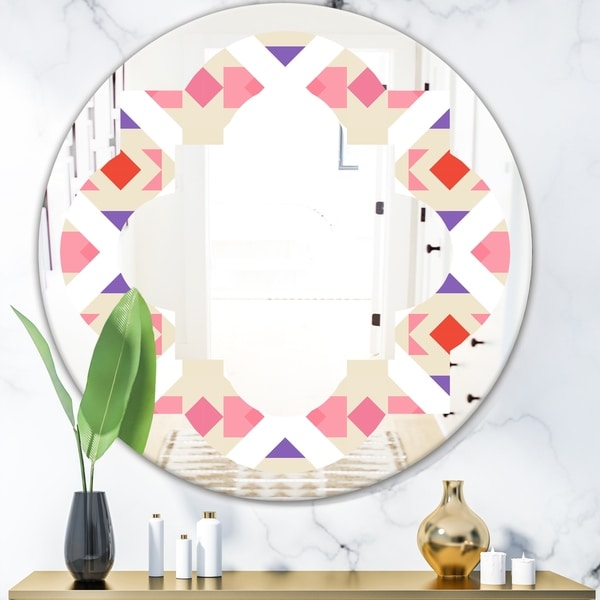 Designart 'Triangular Retro Design VII' Modern Round or Oval Wall Mirror - Quatrefoil