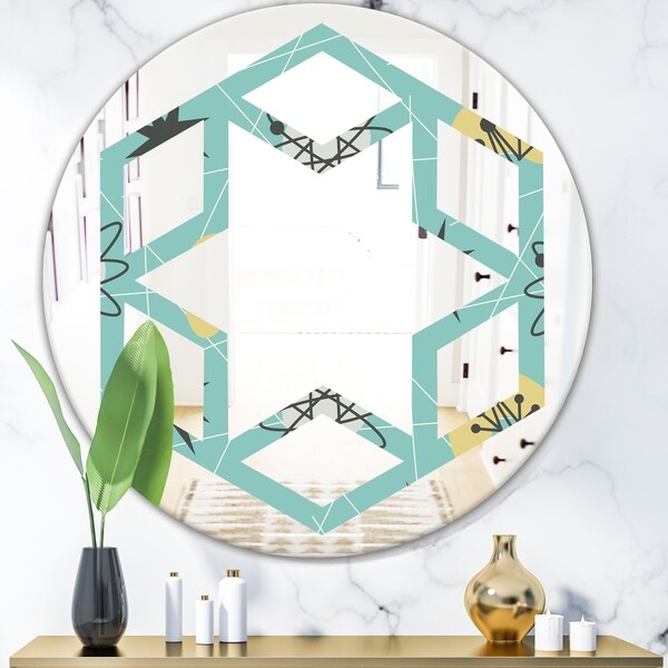 Designart '1950 Retro Pattern I' Modern Round or Oval Wall Mirror - Hexagon Star