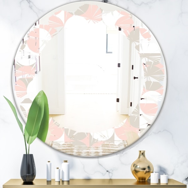Designart 'Retro Circular Pattern III' Modern Round or Oval Wall Mirror - Leaves