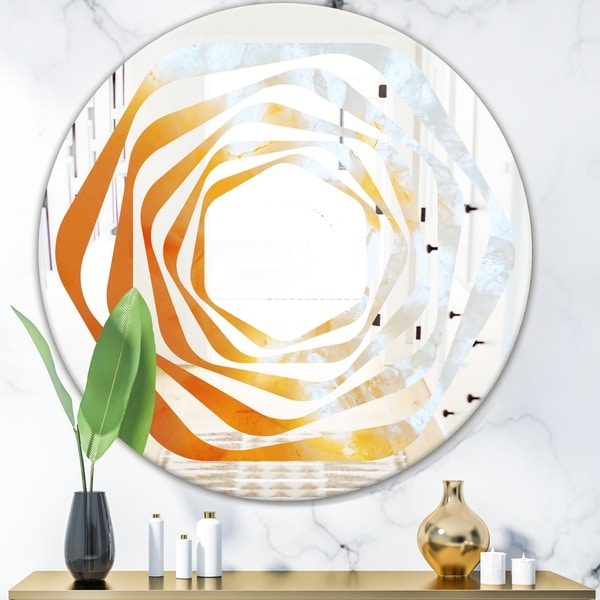 Designart 'True Yellow Stone' Modern Round or Oval Wall Mirror - Whirl