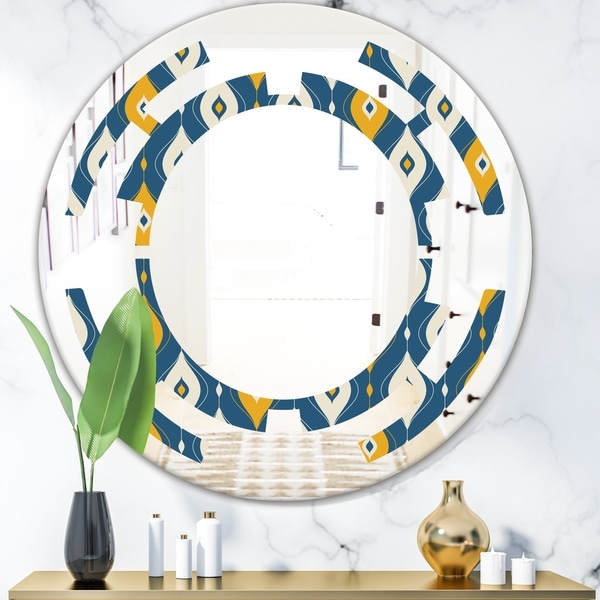 Designart 'Retro Abstract Pattern II' Modern Round or Oval Wall Mirror - Space