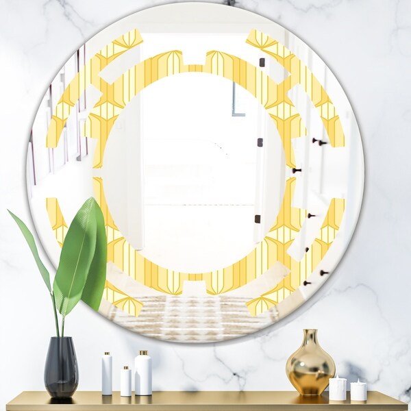 Designart 'Retro Ornamental Design III' Modern Round or Oval Wall Mirror - Space