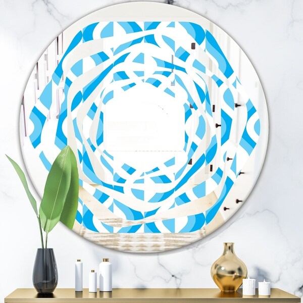 Designart 'Retro Pattern Abstract Design VI' Modern Round or Oval Wall Mirror - Whirl