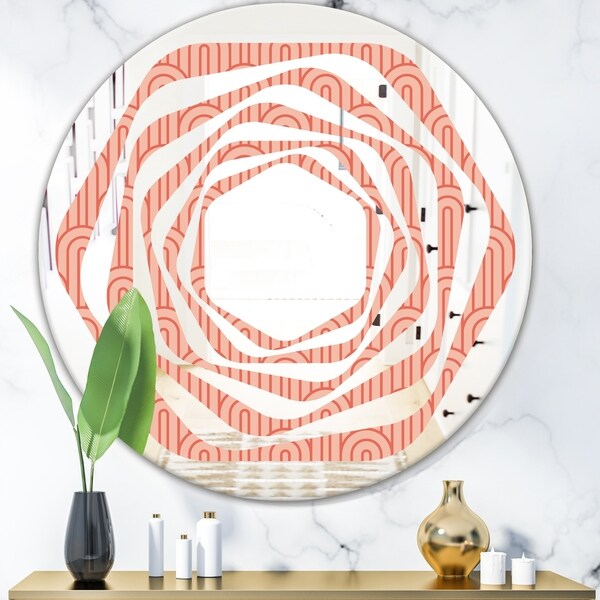 Designart 'Retro Art Deco Waves II' Modern Round or Oval Wall Mirror - Whirl
