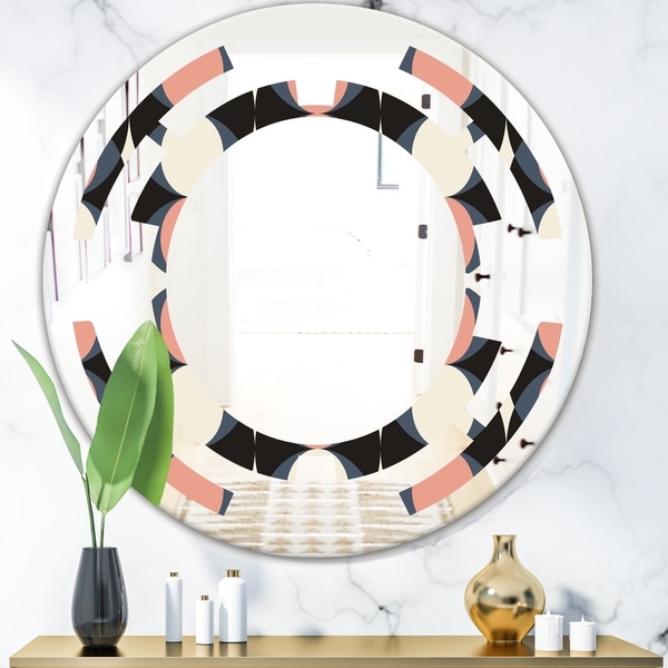 Designart 'Retro Circular Pattern II' Modern Round or Oval Wall Mirror - Space