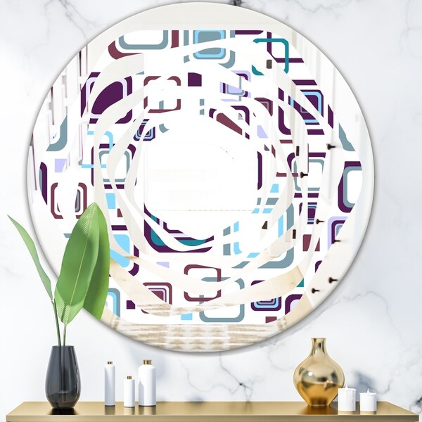 Designart 'Retro Square Design I' Modern Round or Oval Wall Mirror - Whirl