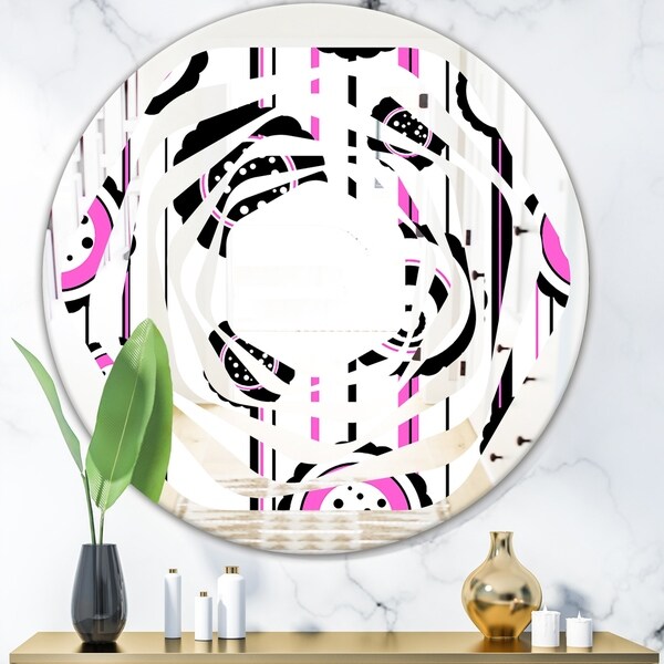 Designart 'Circular Retro Pattern I' Modern Round or Oval Wall Mirror - Whirl