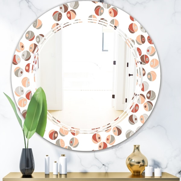Designart 'Retro Abstract Design XIX' Modern Round or Oval Wall Mirror - Triple C