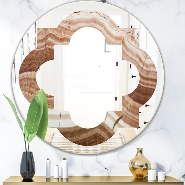 Designart 'Crystals minerals and stones' Modern Round or Oval Wall Mirror - Quatrefoil