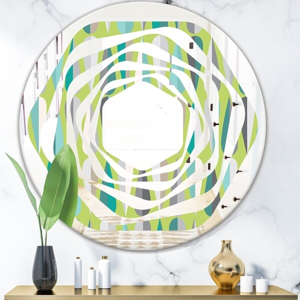 Designart 'Retro Abstract Drops VI' Modern Round or Oval Wall Mirror - Whirl