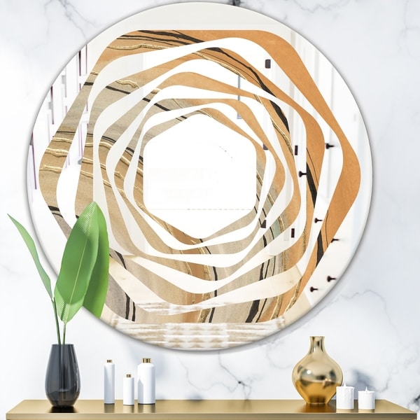 Designart 'Glam Canion II' Modern Round or Oval Wall Mirror - Whirl