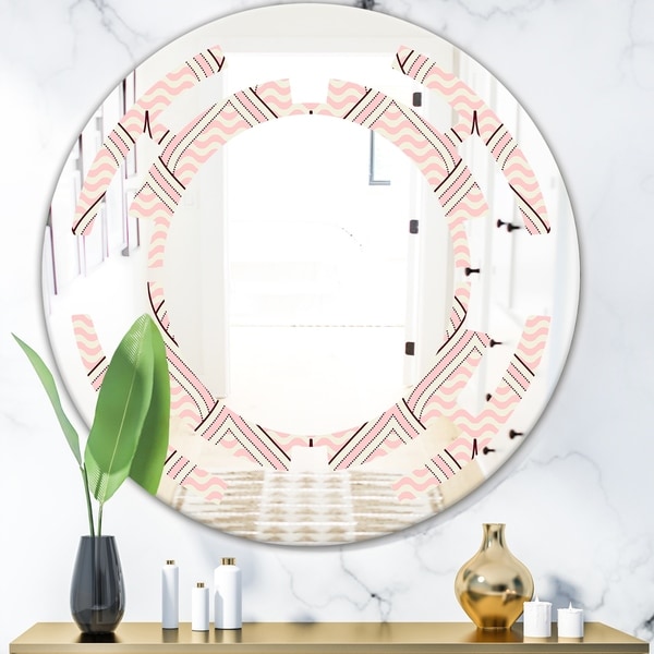Designart 'Retro Ornament With Decorative Elements' Modern Round or Oval Wall Mirror - Space