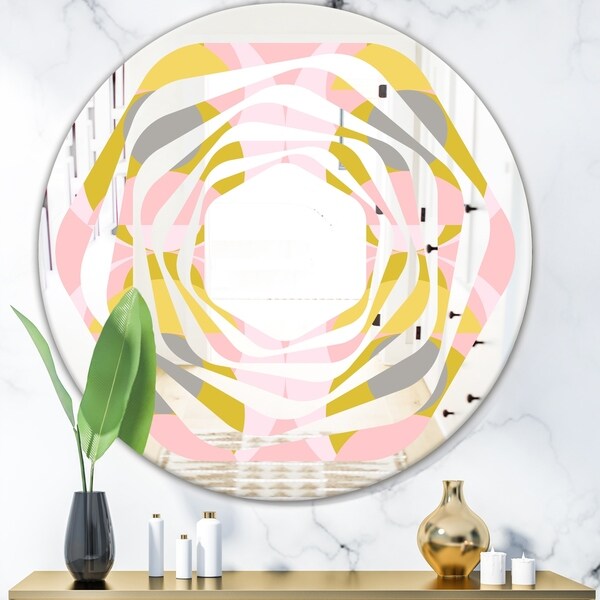 Designart 'Retro Pastel Circular Pattern IV' Modern Round or Oval Wall Mirror - Whirl