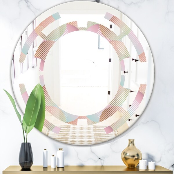 Designart 'Abstract Design Retro Pattern VII' Modern Round or Oval Wall Mirror - Space