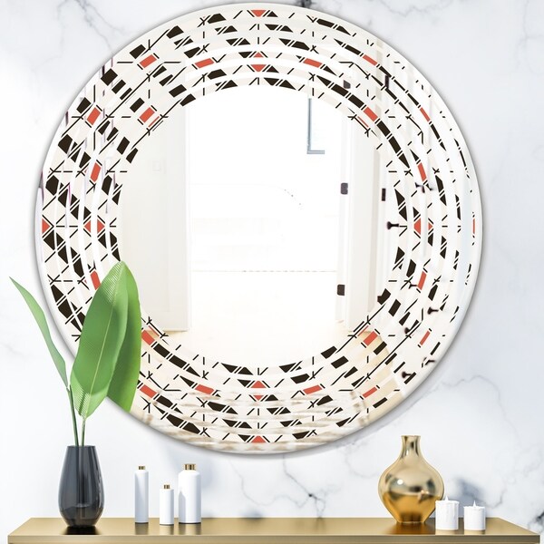 Designart 'Abstract Design Retro Pattern IV' Modern Round or Oval Wall Mirror - Wave
