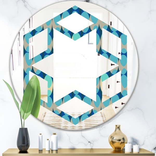Designart 'Retro Abstract Design XV' Modern Round or Oval Wall Mirror - Hexagon Star