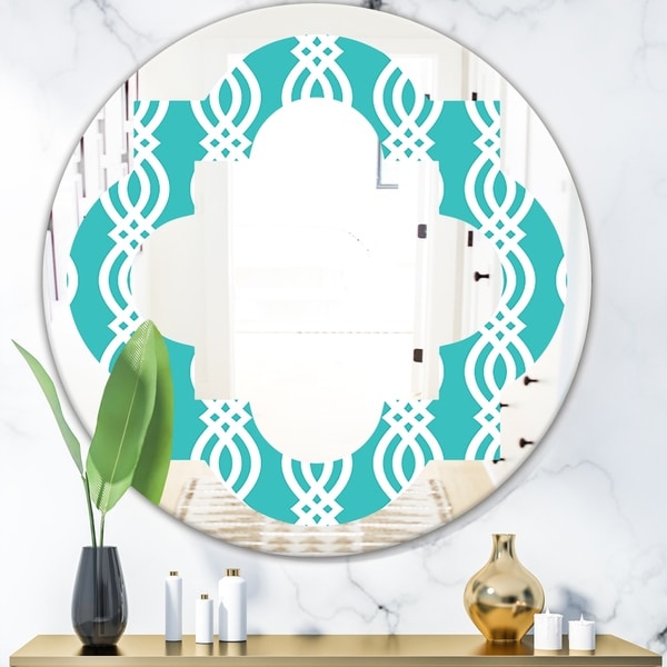 Designart 'Retro Pattern Abstract Design VII' Modern Round or Oval Wall Mirror - Quatrefoil