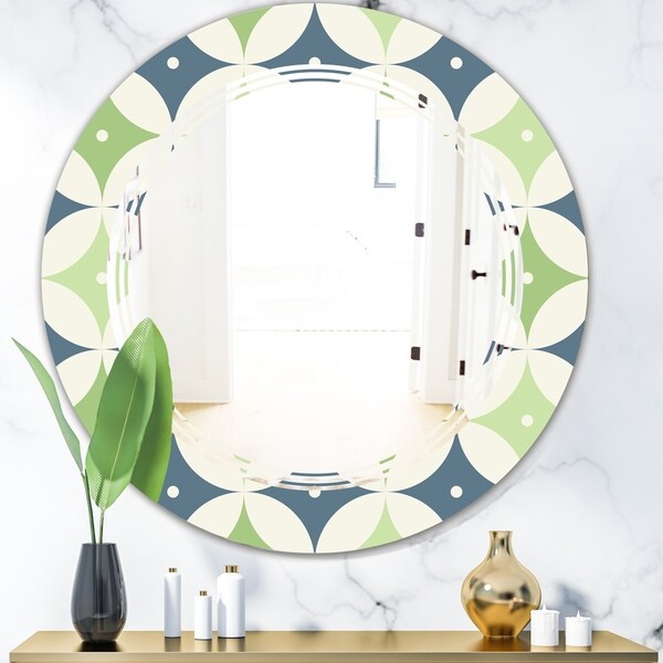 Designart 'Retro Geometric Design V' Modern Round or Oval Wall Mirror - Triple C