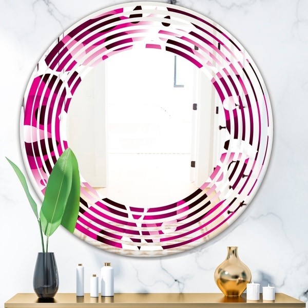 Designart 'Abstract Design Retro Pattern VI' Cottage Round or Oval Wall Mirror - Wave