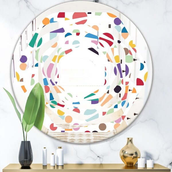 Designart 'Retro Abstract Circular I' Modern Round or Oval Wall Mirror - Whirl - Multi
