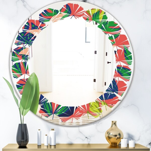 Shop Designart 'Retro Tropical Leaves I' Modern Round or Oval Wall ...