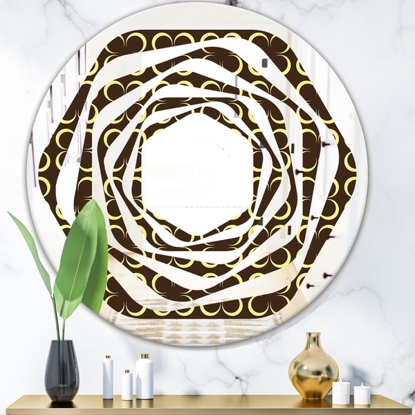 Designart 'Floral Retro Pattern II' Modern Round or Oval Wall Mirror - Whirl