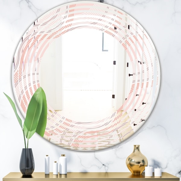 Designart 'Pink Elegant Pastel Waves' Modern Round or Oval Wall Mirror - Wave