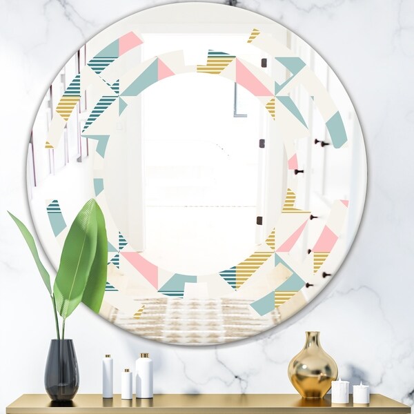 Designart 'Diamond Retro XI' Modern Round or Oval Wall Mirror - Space