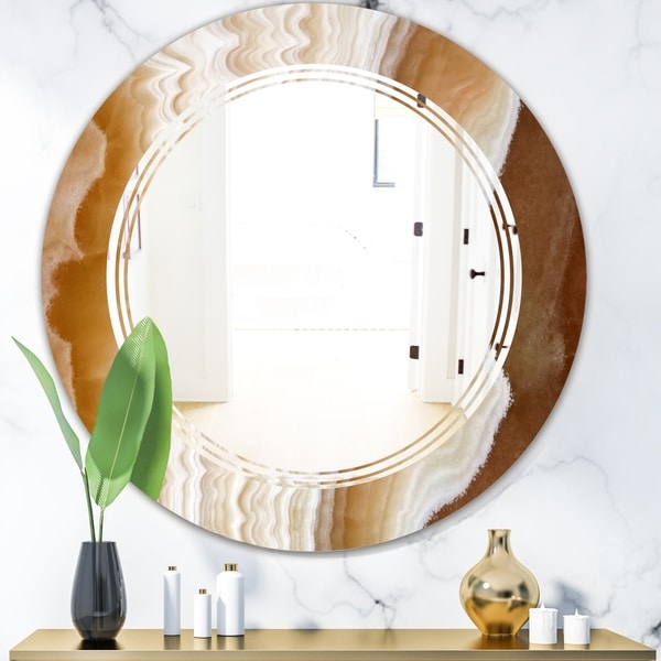 Designart 'Marbled Geode 3' Modern Round Wall Mirror - Triple C