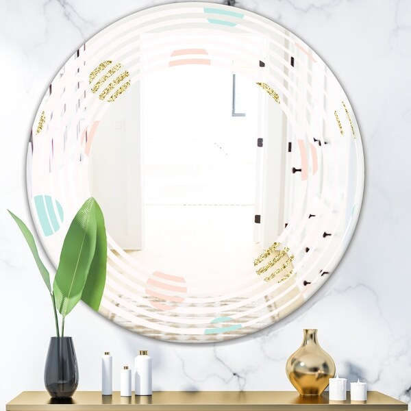 Designart 'Gold Chic Design III' Modern Round or Oval Wall Mirror - Wave