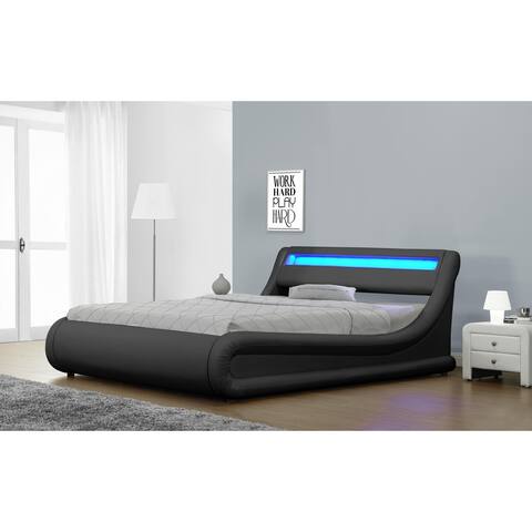 Strick & Bolton Skene Modern Black Faux Leather Storage Platform Bed