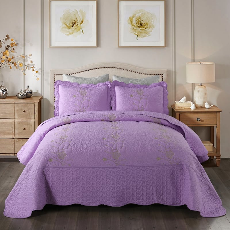 Embroidered Cotton Quilt Set
