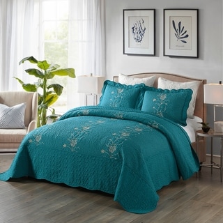 Embroidered Cotton Quilt Set - Bed Bath & Beyond - 29917551