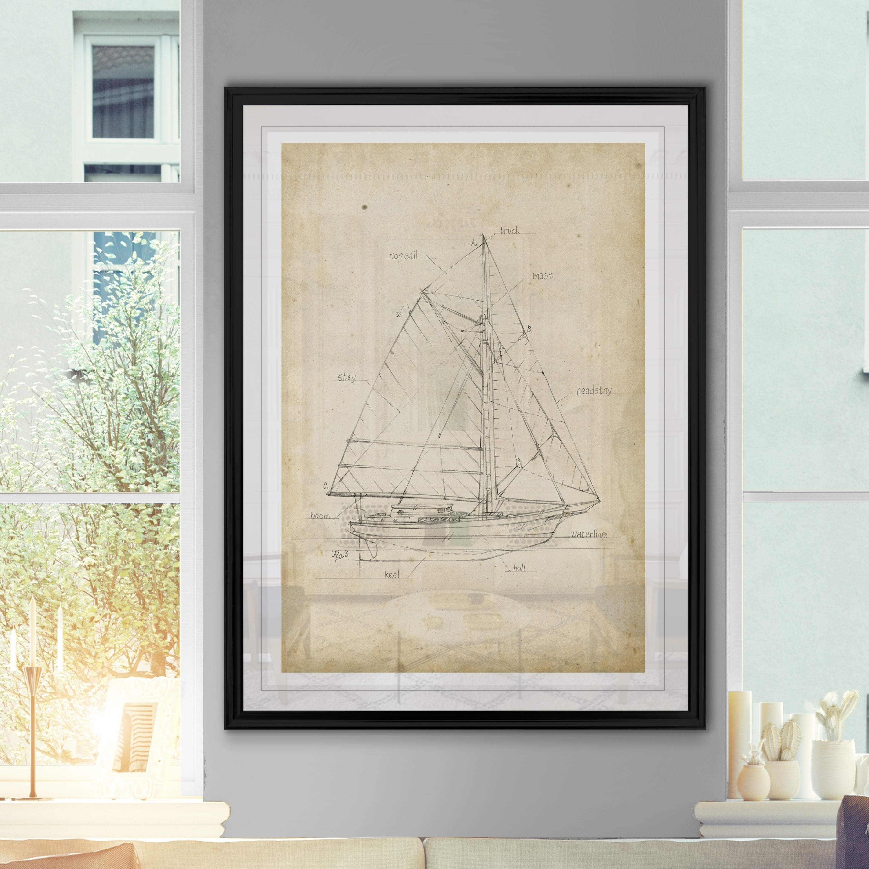 Sailboat Blueprint III  -Custom Framed Print