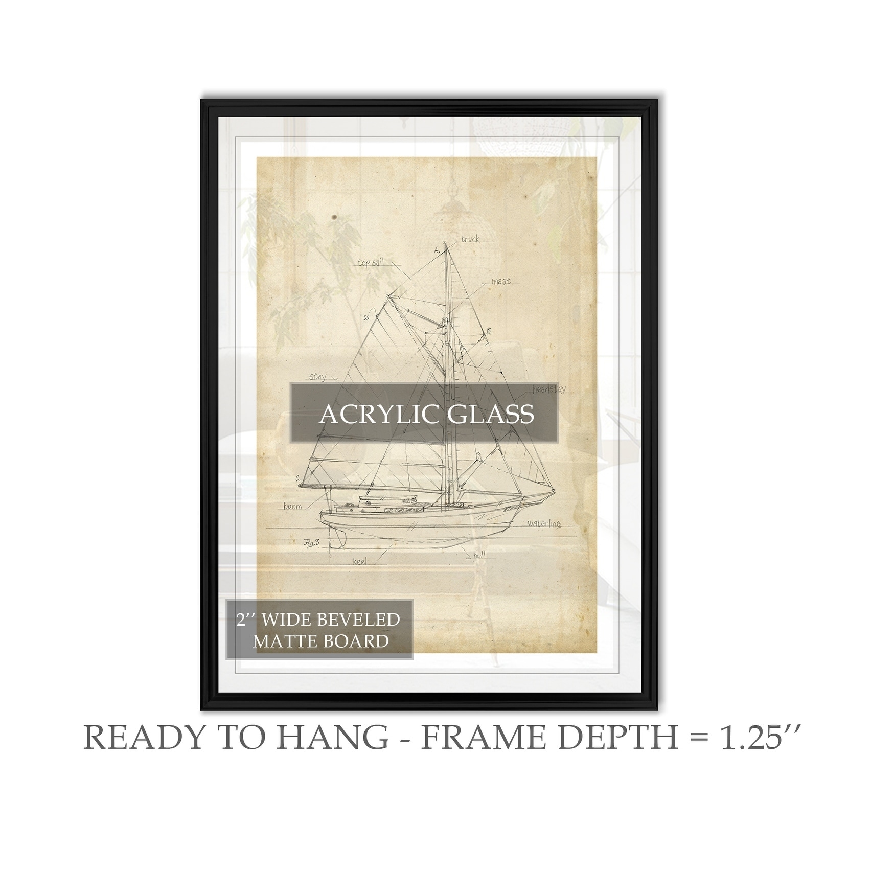 Sailboat Blueprint III  -Custom Framed Print